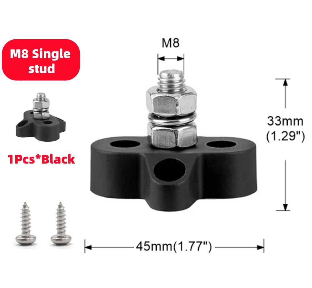 M6 M8 M10 Bus Bar 12V Terminal Block Studs BusBar 12V 5/16" 1/4" Negative Heavy Duty Power Distribution Stud for Truck RV Boat