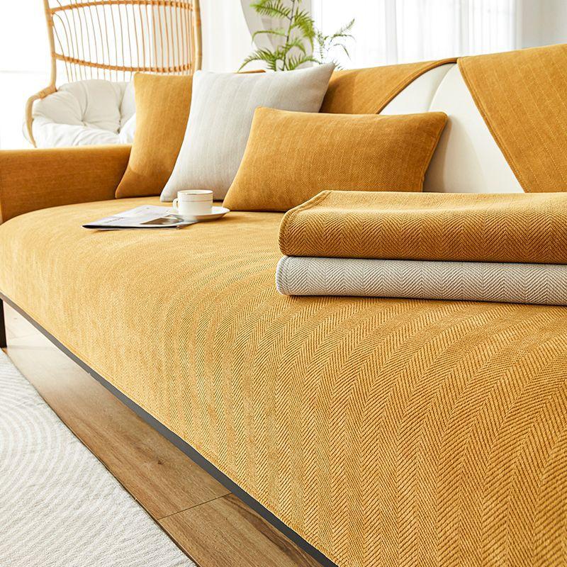 Chenille Sofa Cushion Non-Slip All Wrapped Cover Cover Cover Cloth Solid Color Four Seasons Universal Seat Cushions