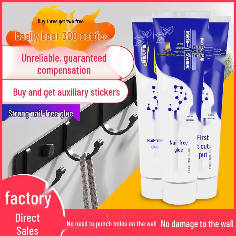 Transparent No-Drill Adhesive Glue for Tiles, Glass, Shelves, Skirting Boards, and Woodworking