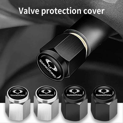 5PCS Car Tire Valve Caps Theftproof Aluminum Wheel Tyre Stem For SsangYong Rexton Kyron Rodius Tivoli Musso Turismo Nomad