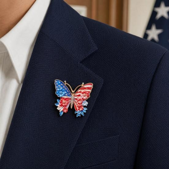 US 250th Anniversary Pin, Enamel Rhinestone American Flag Pattern Brooch, Stable Buckle Pin for Suit Bag Shawl Independence Day Anniversary Gift