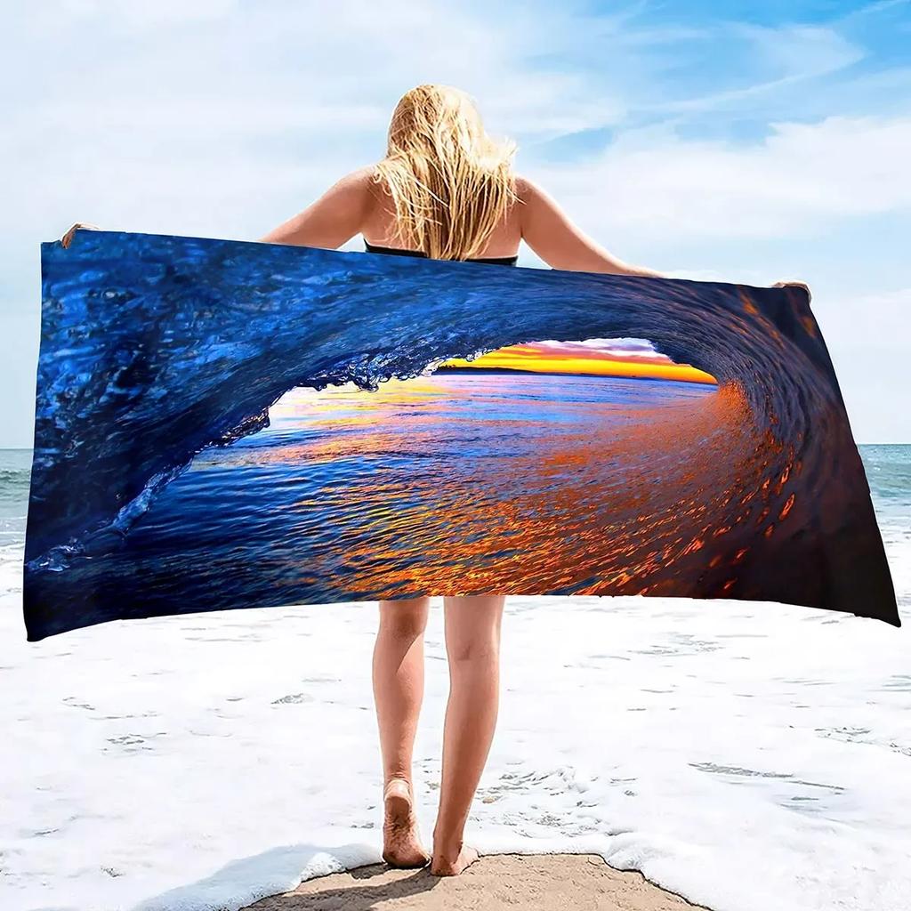 Ocean Wave Beach Towel,Oversized Quick Dry Sand Free Proof Absorbent Lightweight Beach Blanket Bath Towel Swim Sport Pool Towels