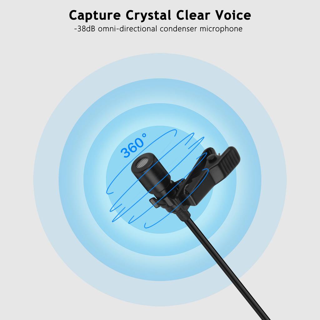Lavalier microphone with USB-C port, condenser microphone compatible with iPhone 16/15 & Android Type-C, also compatible with PCs and laptops via USB-