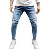 Men's Casual Small Straight Jeans Pants Fashion Wide Leg Pants Solid Color Jeans