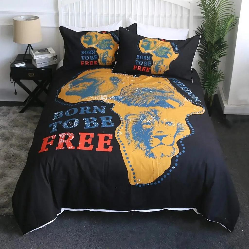 Afroamerikanskt Påslakanset Afro Sängkläder Svart Kvinna i Etnisk Klänning Sängset Stam Modern Urban Heminredning King