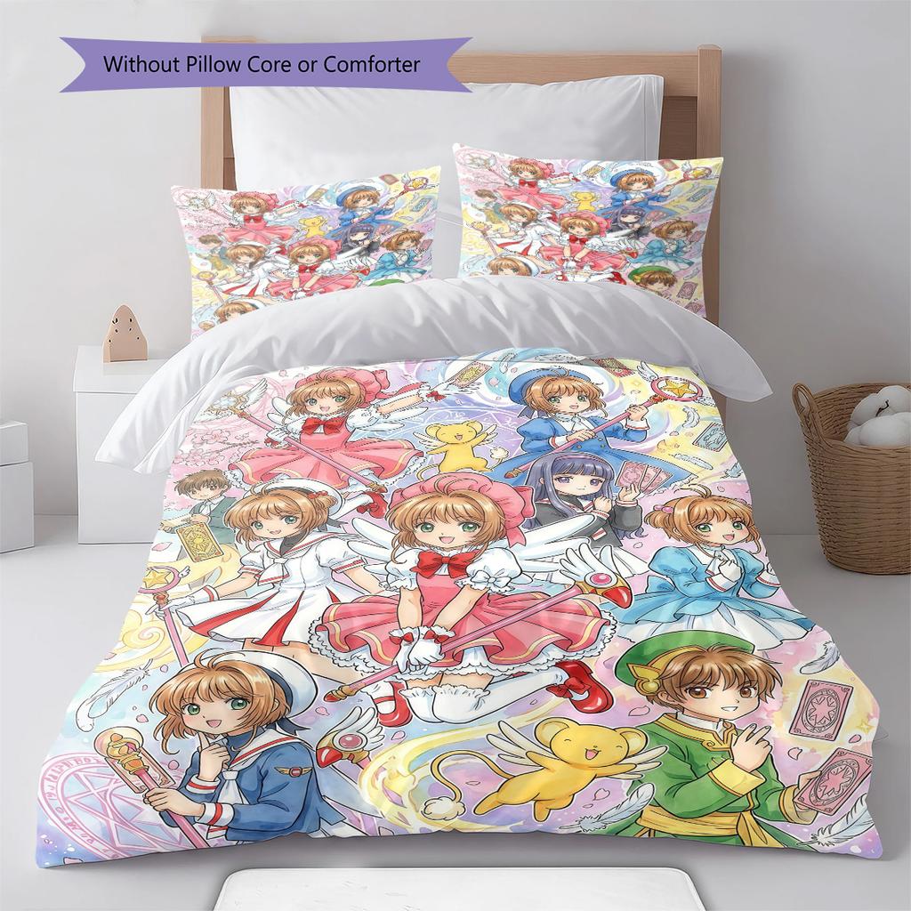 Cardcaptor Sakura Comforter Cover Set Bedding Soft Duvet Cover with Pillowcase for Bedroom Home Decor -QJY