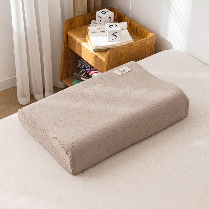 Latex Pillow Soft Cotton Latex Pillow Case Cover Solid Color Plaid Sleeping Pillowcase for Memory Foam Pillow 30x50CM