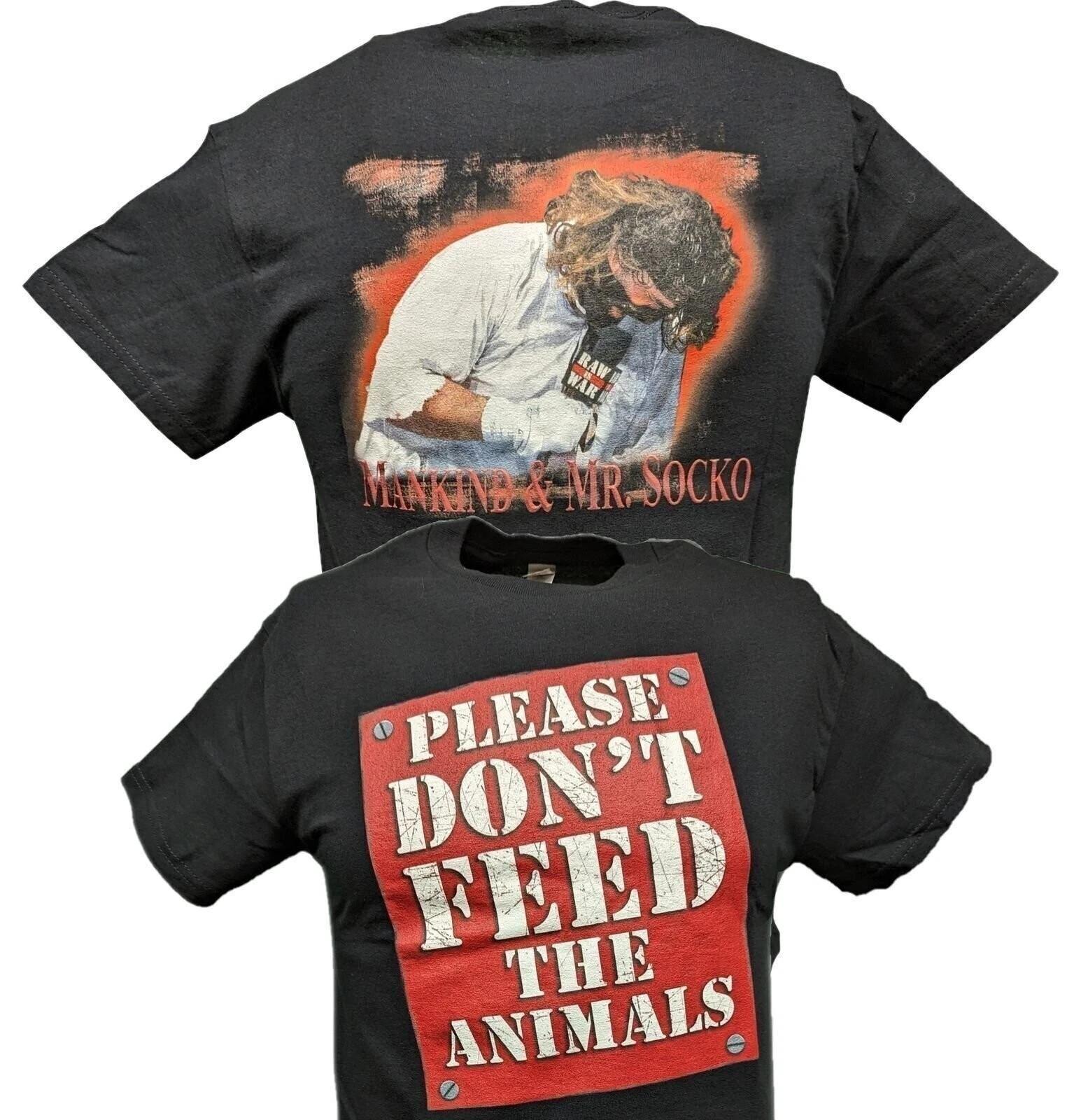 Mankind Mick Foley Mr Socko Don t Feed Animals Mens T-shirt XXL