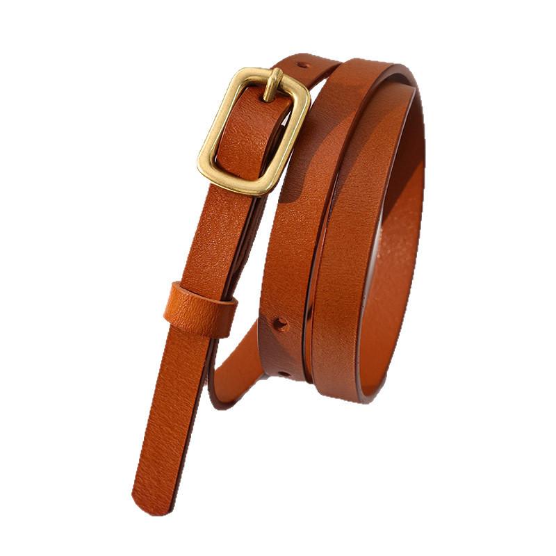 Dames Utsøkt Høy Kvalitet Allsidig Business Pendling Mote Ekte Skinn Tynt Belte for Damer Chic Dameskinnbelte Kuskinn