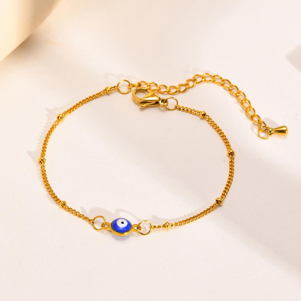 Colorful Demon Eye Bracelet for Women,Stainless Steel Chain Bracelets,Gold Plated Charm Jewelry Gifts