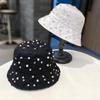 Full Diamond Pearl Thin Fisherman Hat Children Summer Outdoor Sunshade Sun Protection Hat Ins Wind Beach Travel Basin Hat