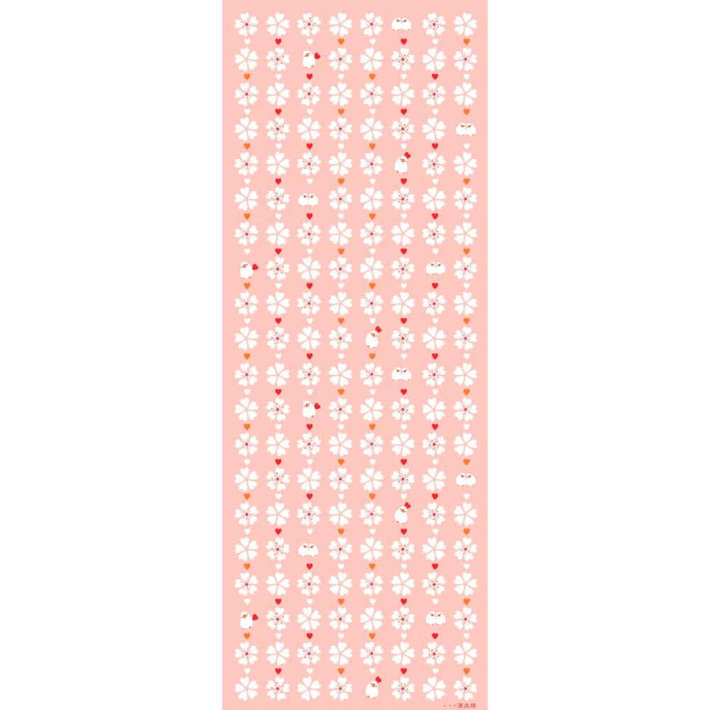 Hamamonyo Tenugui (Japanese hand towel) - Cherry Blossom and Java Sparrow design