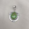 Green Copper Turquoise Pendant Necklace: 925 Sterling Silver Boho Jewelry