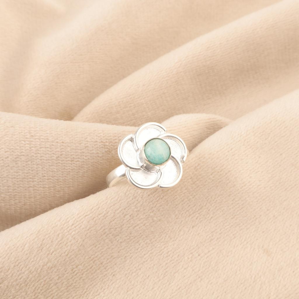 Sisters Day Sale Amazonite Gemstone Trendy Boho Cocktail Ring Jewelry 925 Silver RR-51-33