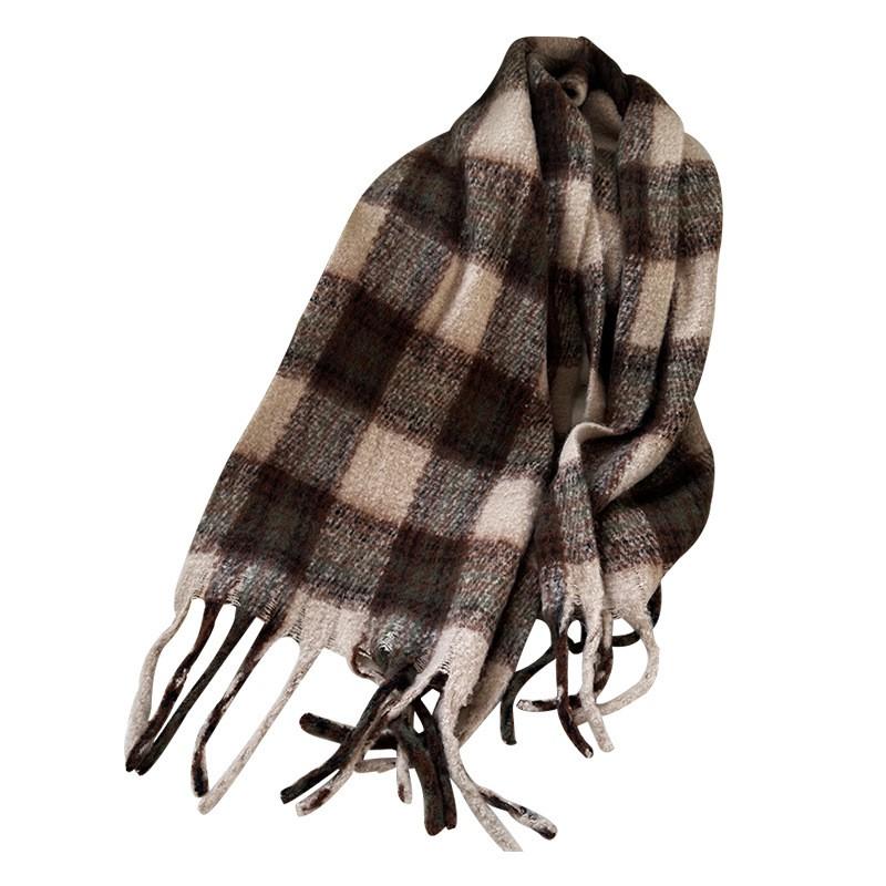 Winter Vintage Plaid Scarf Thick Warm Fuzzy Neck Warmer Unisex