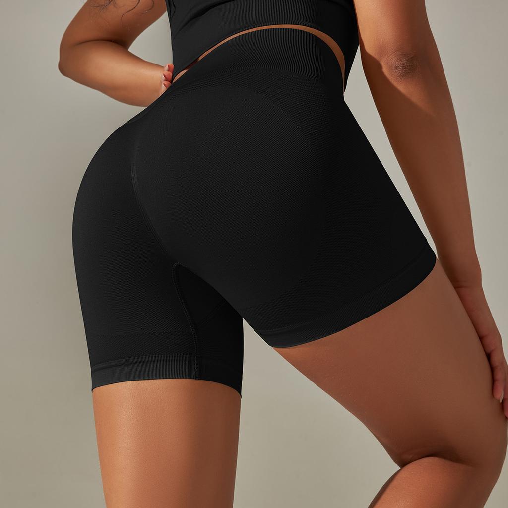 Seamless Knitted Peach-colored Yoga Pants With A Hip-lifting And Belly-controlling Design, High Waist, Pure Color, Suitable For Sports