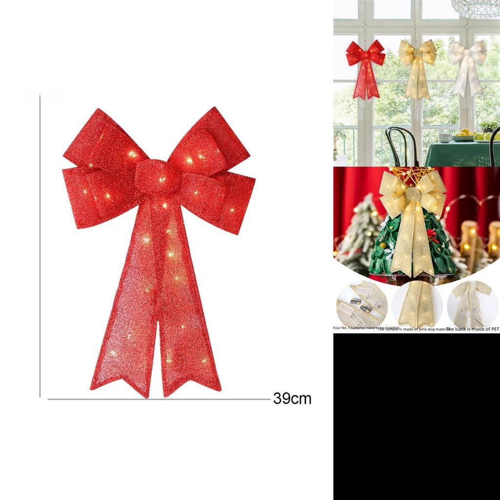 Brightly Lit Christmas Bow Decorative Wall Display Led Accents For Elegant Decor Holiday