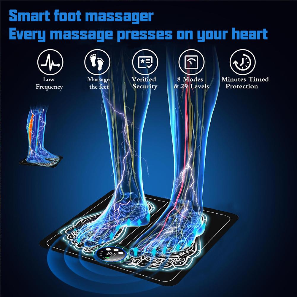EMS Foot Massager Pulse Acupuncture Cushion Portable Muscle Stimulator Pad Multi Modes for Improving Blood Circulation