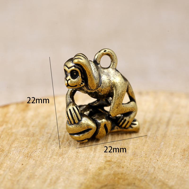 Porte-clés rétro en laiton avec animaux du zodiaque - Pendentif clé simple et mignon