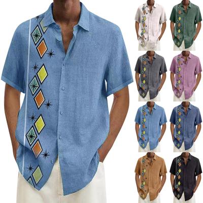 Designer Frühling Sommer Herren Freizeit Baumwolle Leinen Farbe Kurzarm Hemden Lockere Hemden