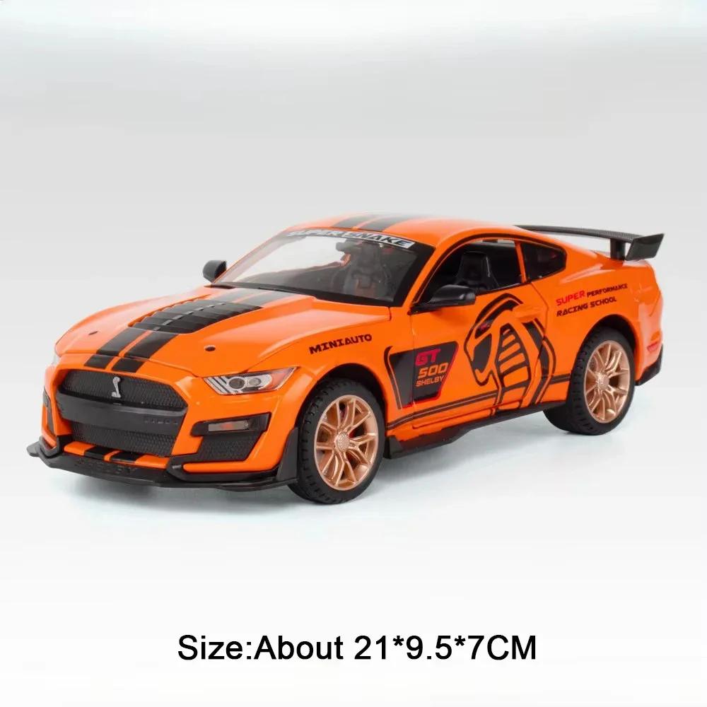 1:24 Mustang Shelby GT500 I5M60 Models Cars Toys Diecasts Alloy Sports Cars Doors Opened Sound Light Pull Back Toy Collectibles