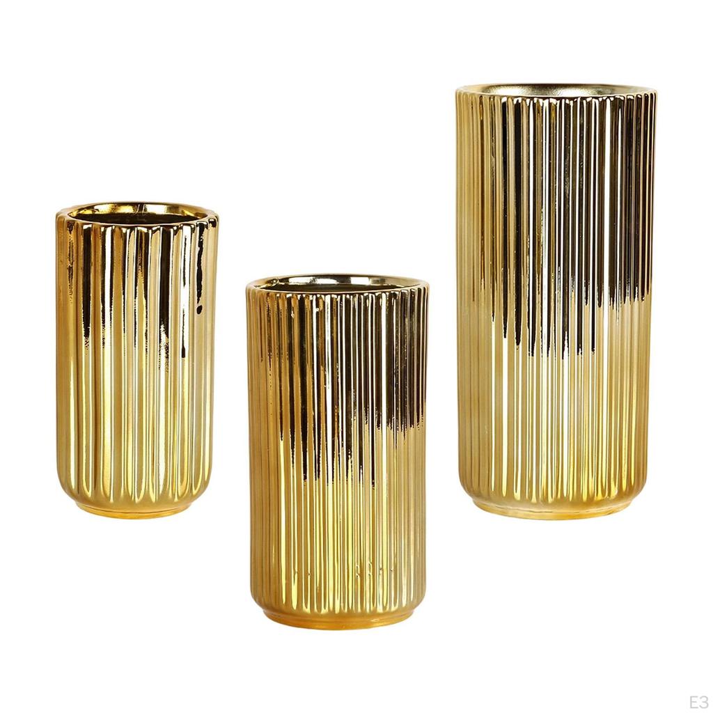 Goldene Keramik Blumenvase Zylinder Topf Bauernhaus Geschenk Minimalistischer Pflanzenhalter Blumenarrangement für