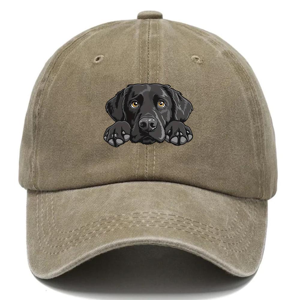 1pc Labrador Print Baseball Cap,Lightweight Breathable Adjustable Snapback Hat with Curved Brim,Washed Look for Outdoor,tralve