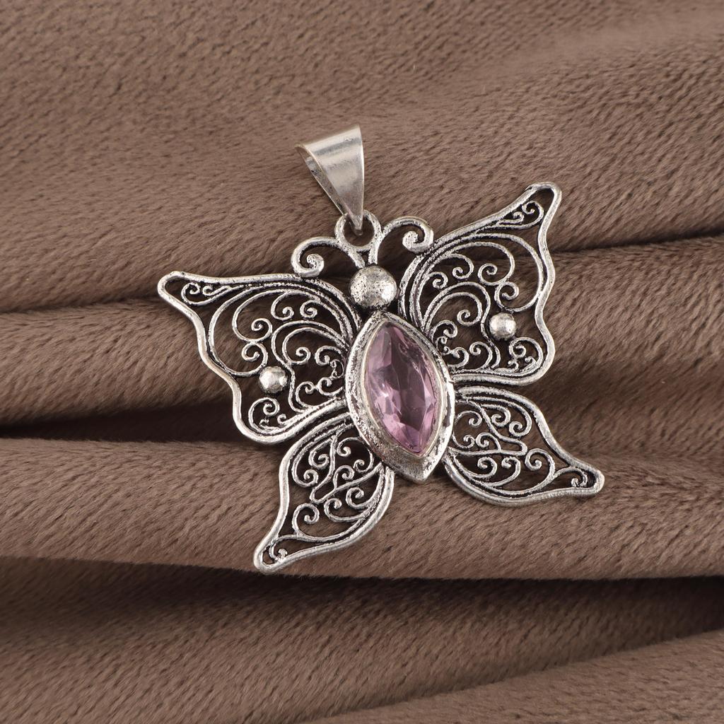 Natural Morganite Gemstone 925 Sterling Silver Jewelry Handmade Elegant Pendant 1.5" Gift For Wife CP-41-5