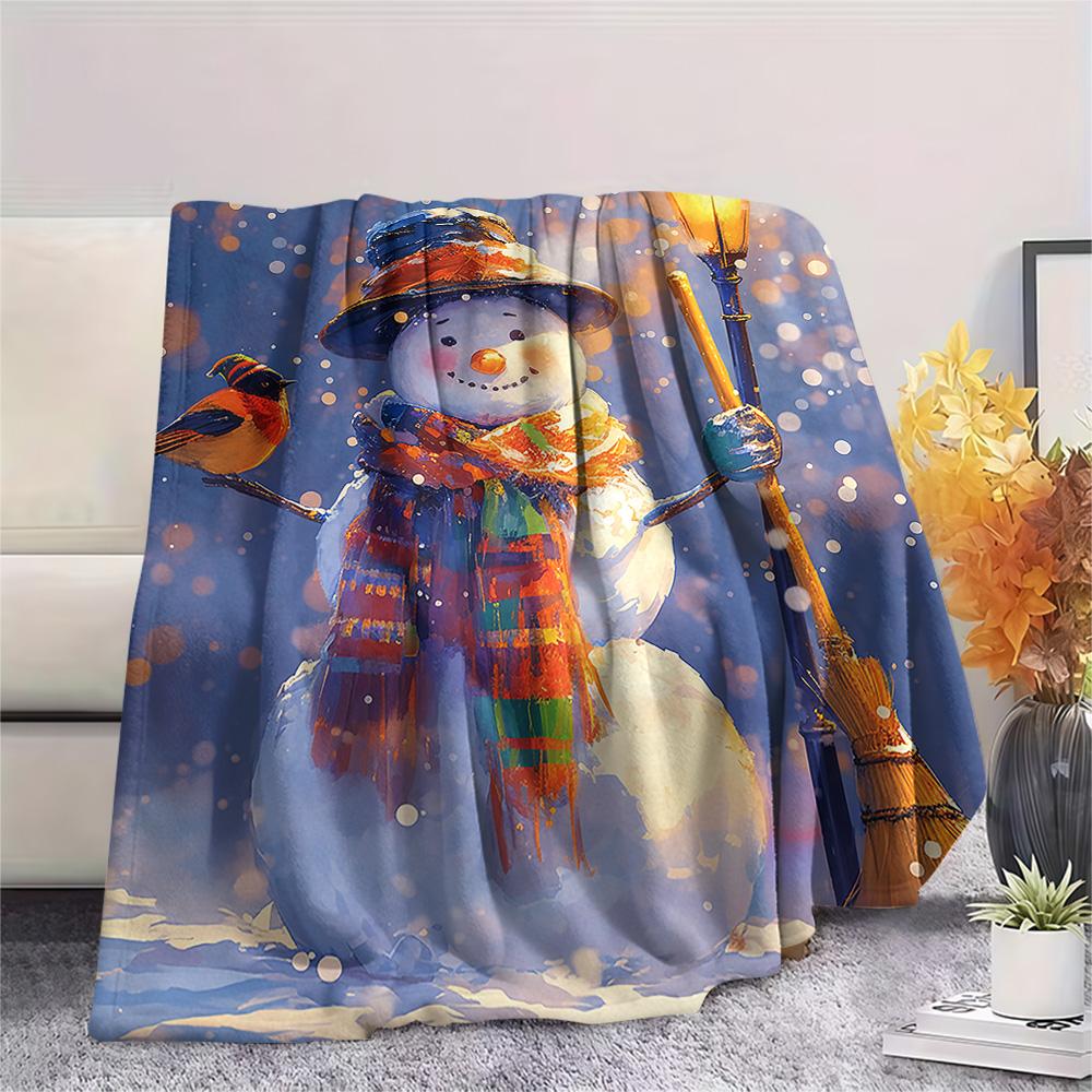 

Snowman Print Flannel Blanket, High quality Comfortable for All Seasons, Home Decor, Warmth and Comfort, Perfect for Christmas Gifts 80cm x 120cm