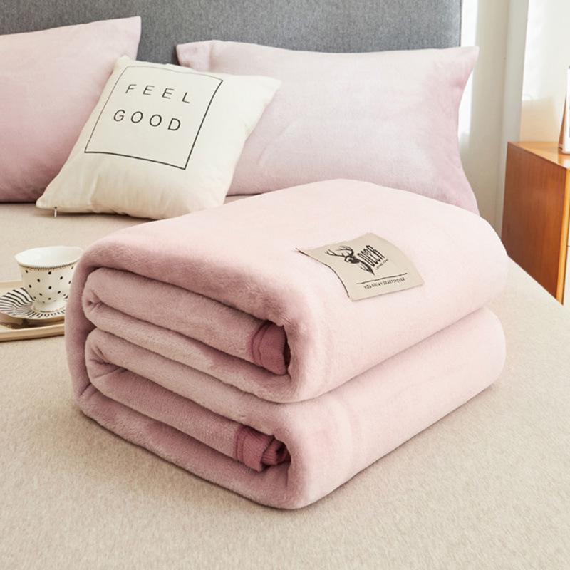 Plush Double-Sided Coral Fleece Blanket for Single Student Dormitory