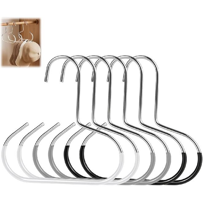 6 Count Hat Organizer Hanger, Baseball Closet Cap Rack Holder for Space-Saving, Scarf Organizer Hanger for Baseball Caps, Beanies, Belts, Scarf