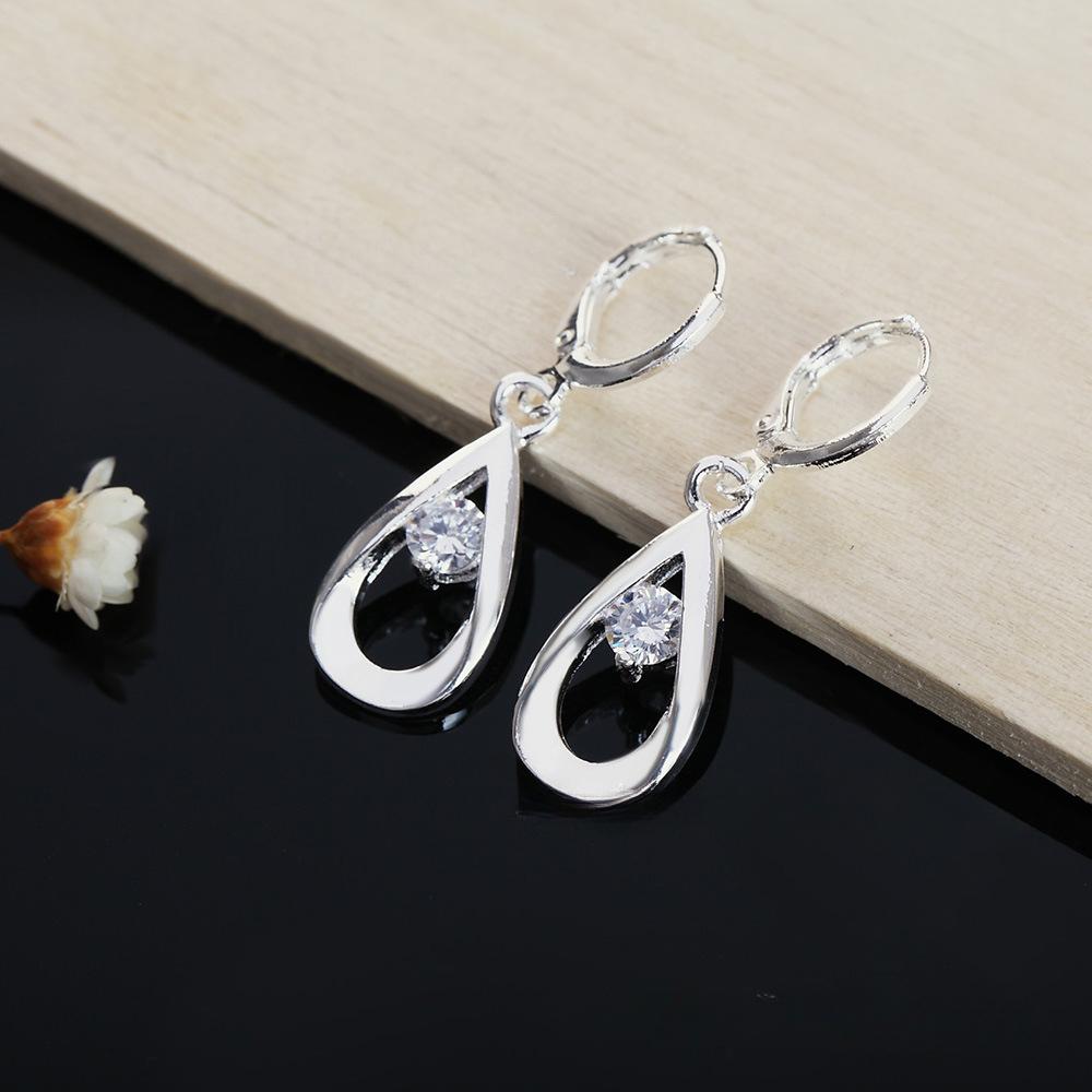 Silver Plated Earrings S925 Silver Earrings Fashionable Water Drop Zircon Earrings Minimalist Jewelry