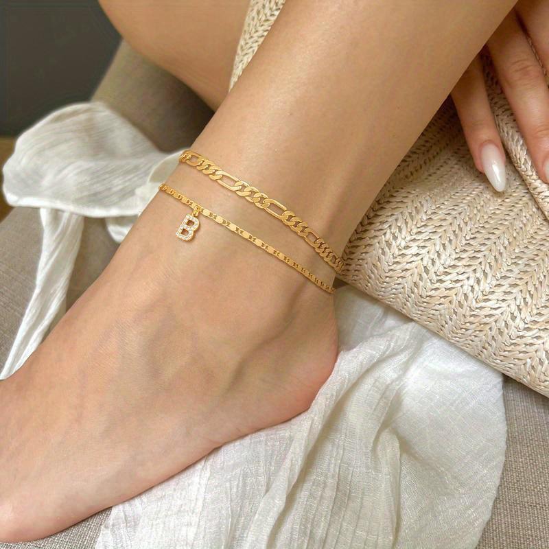 26-Letter Stackable Women's Anklet Set: Fashionable & Simple Summer Jewelry