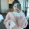 Plus Size Women's Lace Inner Shirt: Elegant Long Sleeve Mesh Top for Autumn/Winter
