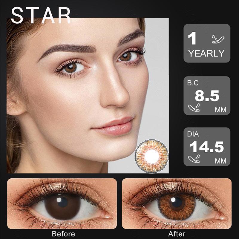 Brilliant Colored Lenses 3 Tone Color Contact Lenses For Eye Cosmetic