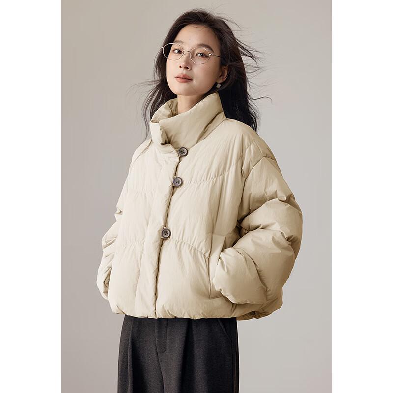 

VICTORIA&VERA Women s Stand Collar Button-Front Short Puffy Down Jacket XL