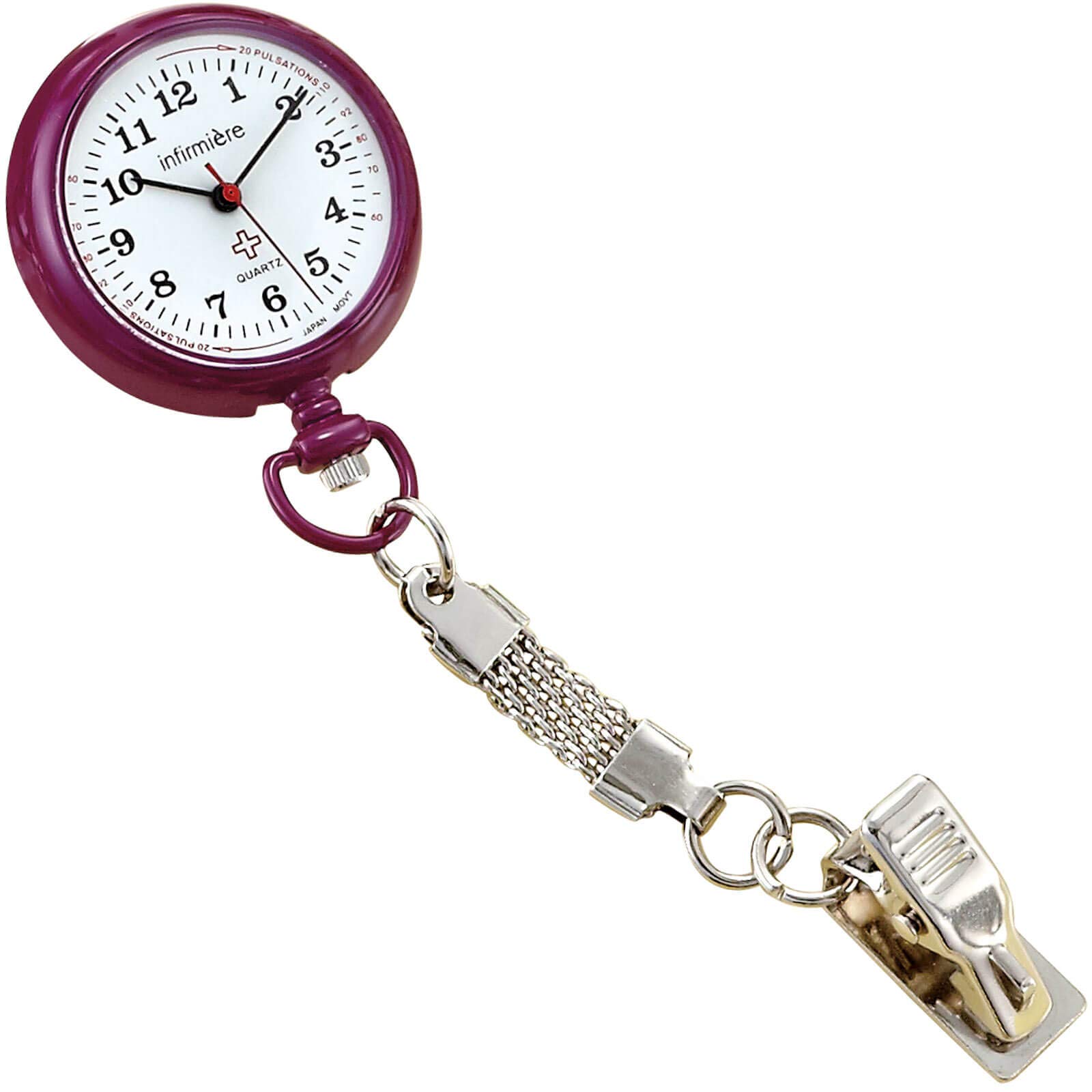 

[Anfamie] Nurse Watch Strap, Nurse Watch, 14 Colors Available, Reverse Dial, Pulse Meter, Short Chain, Plum