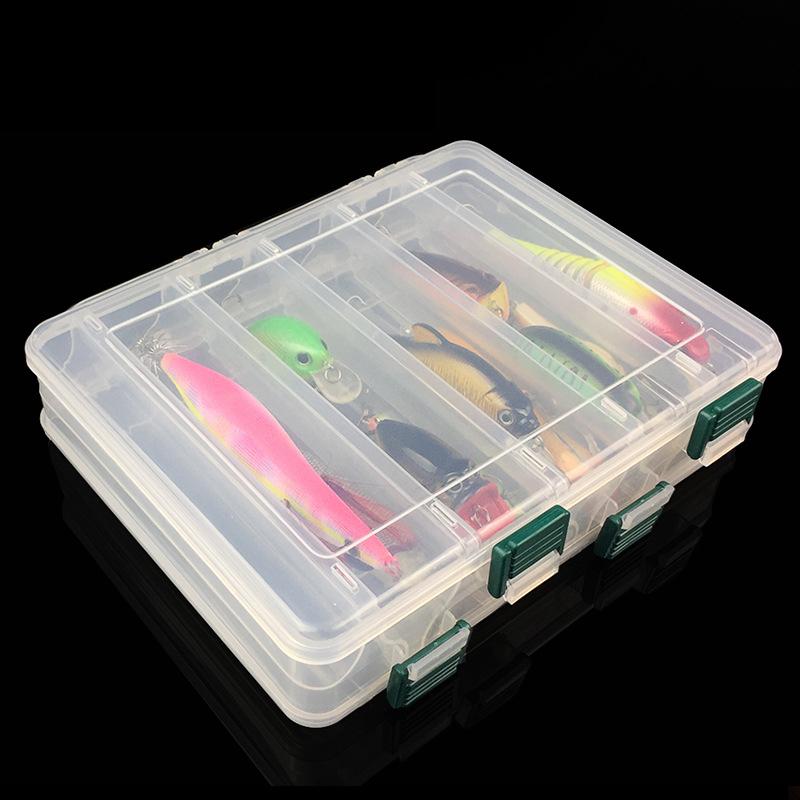 Portable Double Sided Plastic Lure Box 10 Compartments High Capacity Fishing Lures Boxes Fishing Tackle Container