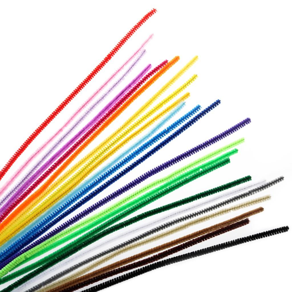 100Pcs Assorted Plush Pipe Cleaners Chenille Craft Supplies Stems Christmas Decor