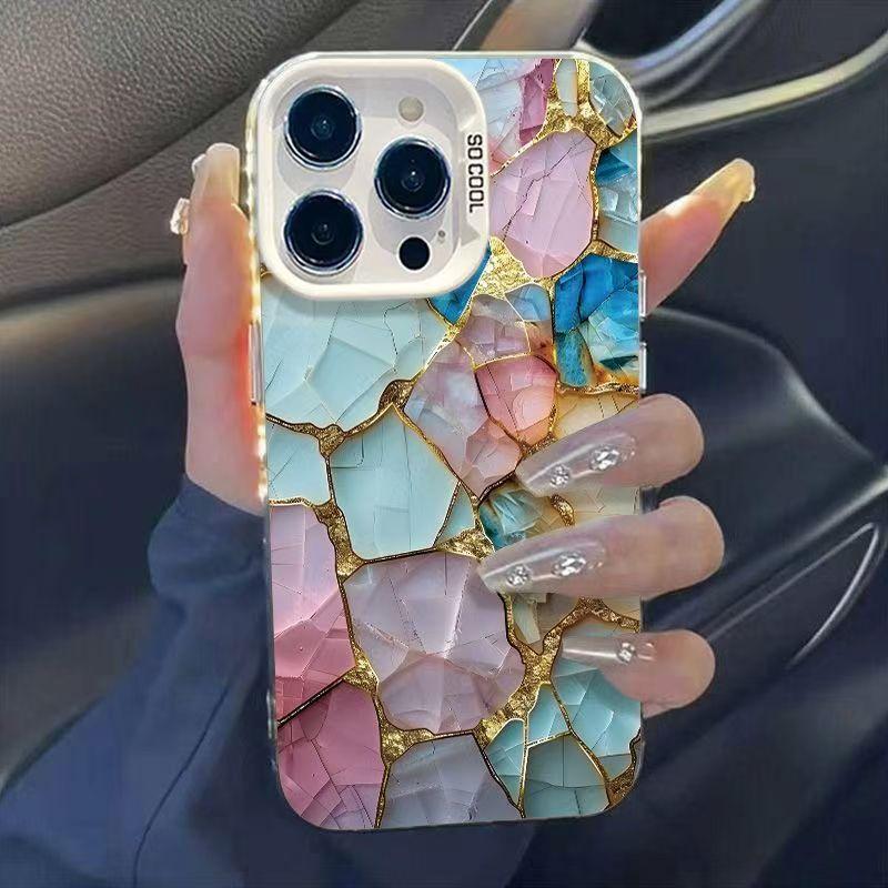 Advanced Colored Gemstone Colored Silver Shell Suitable for Apple 16 15 14pro Mobile Phone Case 15promax13 12 11X