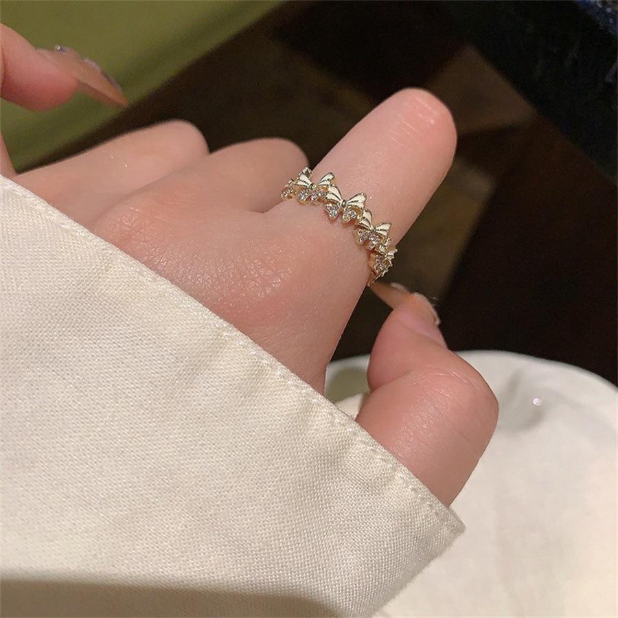 Super fairy butterfly drop glaze zircon ring female design open index finger ring ring tide