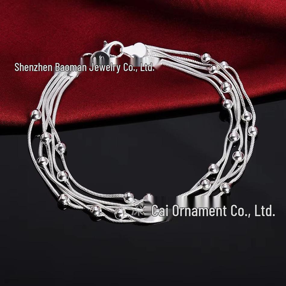 Exquisite Five-Line Light Bead Bracelet - Silver-Plated Copper Jewelry