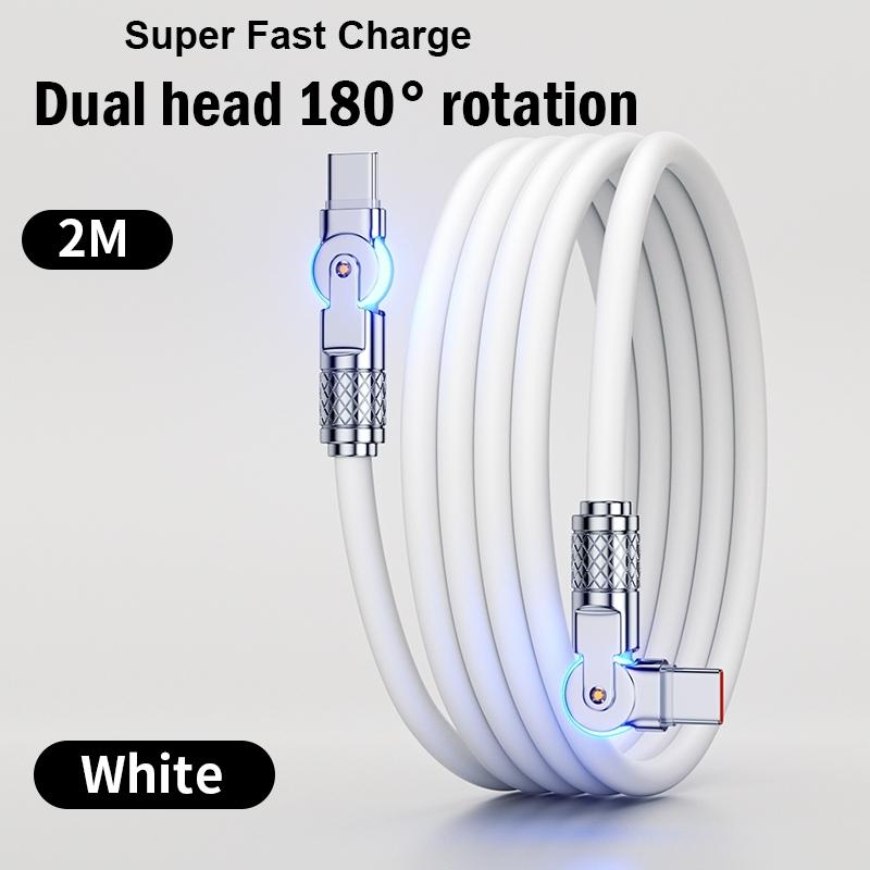 120W PD USB C To Type C Cable Elbow 180 Degree Rotation Super Fast Charge For Samsung S24 S23 S22 Ultra Huawei Laptop Data Sync