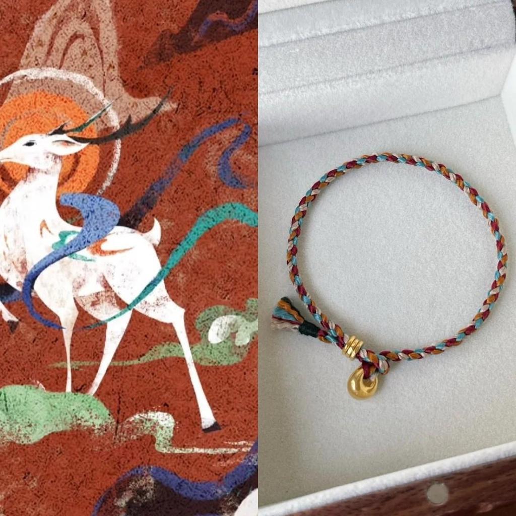 Handwoven Five-Color Cotton Bracelet with Little Fat Fu Pendant - Unisex and Joyful
