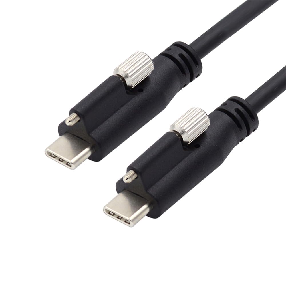 xiwai USB to USB Cord with Single Panel Mount 10Gbps 65W PD Power for Laptops and Screw-Lock 3.1 Type-C USB-C Cable, 3.25A 3.0 Connector, Data,