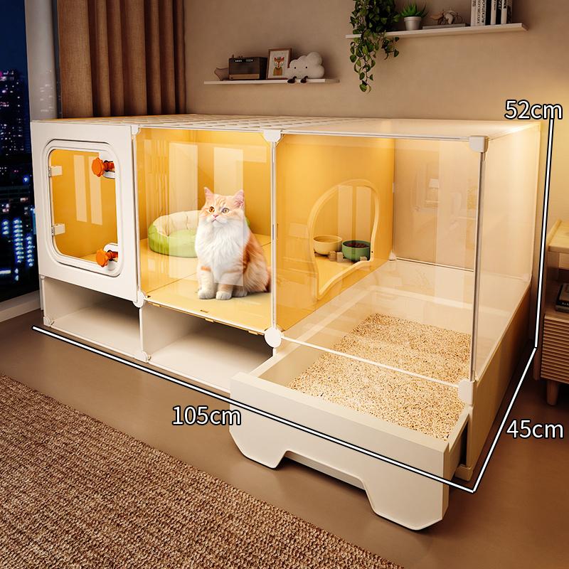 Hochsicht-Katzenkäfig All-in-One Katzenklo-System Indoor Einraum-Ein-Wohnzimmer-Aufbau Katzenwelpenhaus Heimtier-Wohnsitz-Lösung