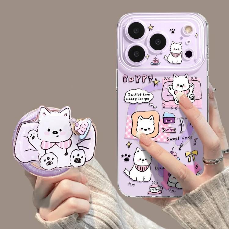 Purple magnetic mobile phone case is suitable for iPhone11promax transparent 11 Apple 11 with bracket 11 women's 11 sets