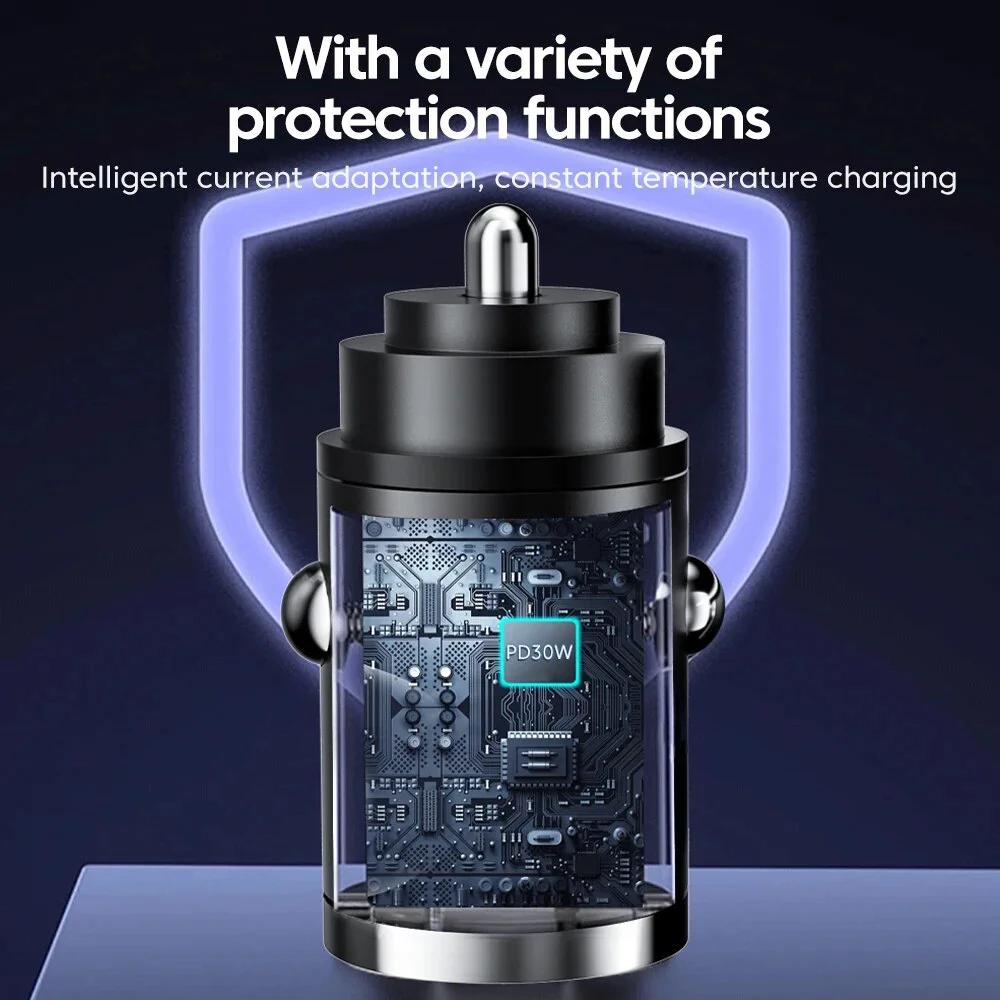 PD 30W USB Type-C Car Charger Fast Charging Quick Charge 3.0 For iPhone 15 14 Pro Max Samsung Xiaomi Car Phone Charger Adapter