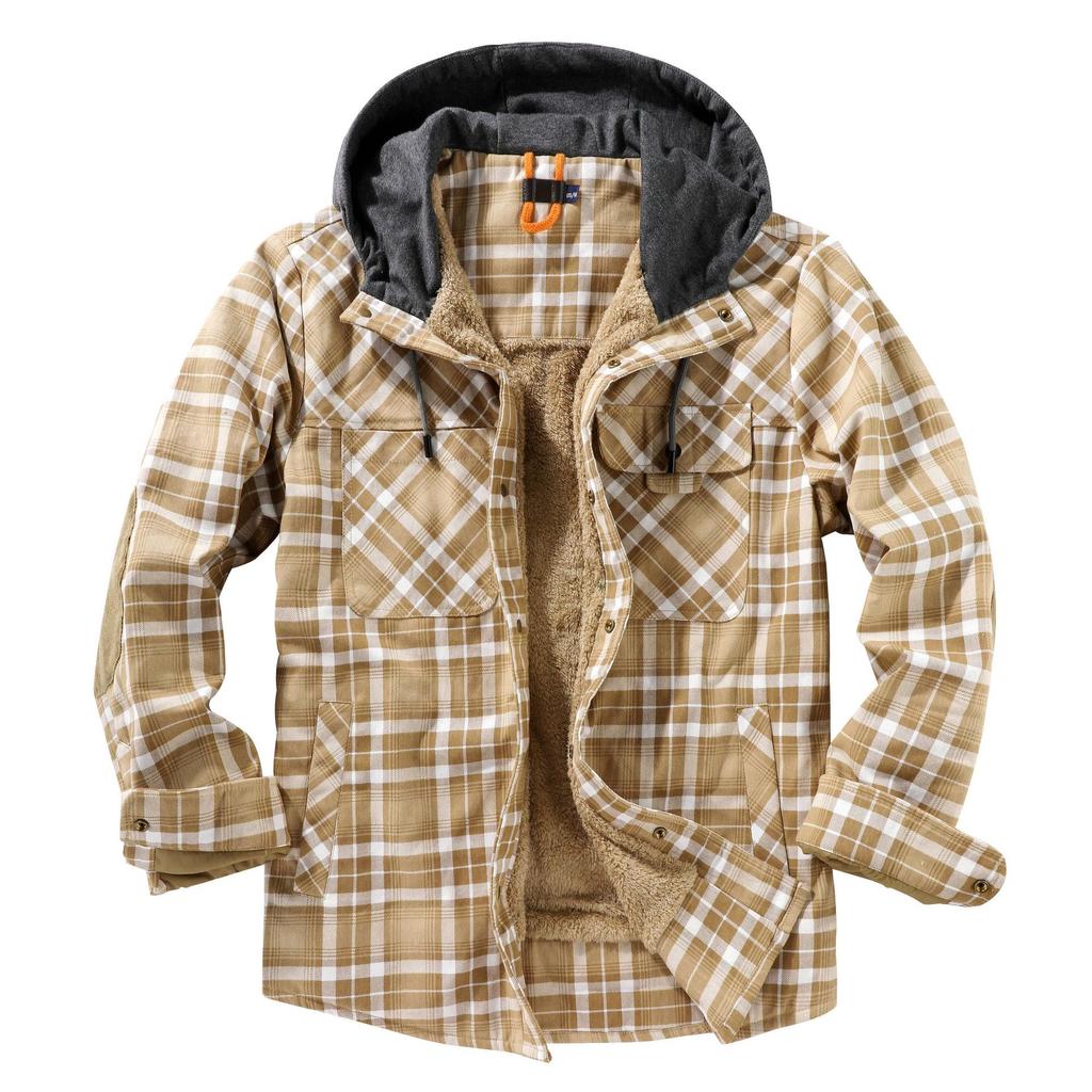 Hermosa Chaqueta de Talla Grande a Prueba de Frío y Viento Chaqueta Cálida Camisa Casual para Hombre Talla Grande con Terciopelo