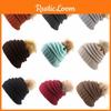 Trendy Women's Reversible Knit Hat With Soft Pom Pom For Winter Outdoor Activities
